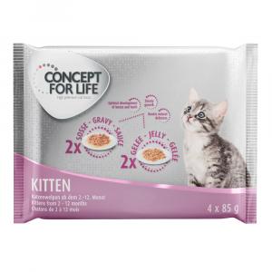 4 x 85 g Pakiet próbny Concept for Life, karma mokra dla kota w super cenie! - Kitten - 2 x w sosie, 2 x w galarecie