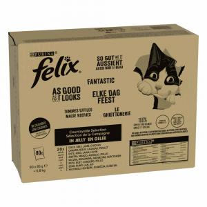 70 + 10 gratis! Megapakiet Felix, 80 x 80 g / 85 g - So gut wie es aussieht, w galarecie, Mixpakiet mięsny 1 (wołowina, kurczak, kaczka, jagnięcina), 80 x 85 g