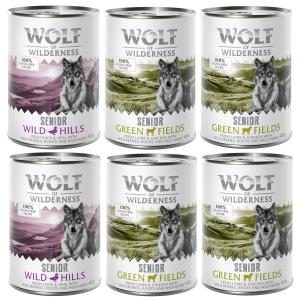 Wolf of Wilderness Senior, 6 x 400 g - Pakiet mieszany: 4x jagnięcina i kurczak, 2x kaczka i cielęcina