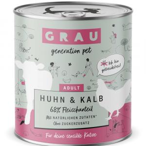 GRAU Adult, bez zbóż, 6 x 800 g - Kurczak i cielęcina