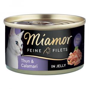 Miamor Feine Filets w galarecie, 1 x 100 g - Tuńczyk z kalmarami