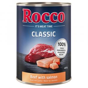 5 + 1 gratis! Rocco Classic, 6 x 400 g - Wołowina i łosoś