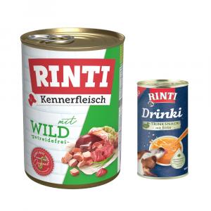 RINTI: 6 x 400 g karma mokra + Drinki, kaczka, 185 ml gratis! - Kennerfleisch, dziczyzna