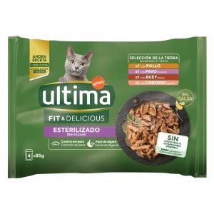 40 + 8 gratis! Ultima, karma mokra dla kota, 48 x 85 g - Cat Sterilized, wybór mięsny