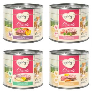 5 zł taniej! Feringa Classic Meat Menu, 6 x 200 g - Kitten, Pakiet mieszany (Kurczak, indyk, królik, łosoś)
