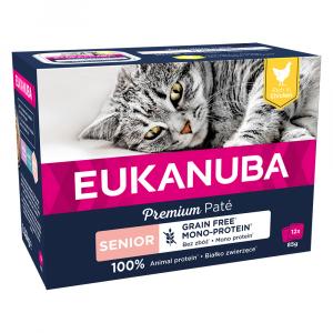 10 + 2 gratis! Eukanuba, karma mokra, bez zbóż, 12 x 85 g - Senior, kurczak