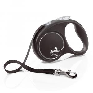 Flexi Black Design smycz taśmowa, czarna, 5 m - S: do 15 kg