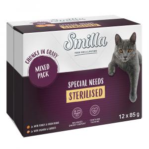 Smilla Sterilised, kawałeczki w sosie z warzywami, 12 x 85 g - Pakiet mieszany