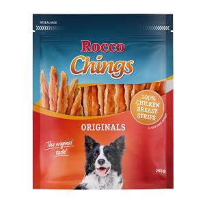 20% taniej! Rocco Chings, przysmaki dla psa, różne rodzaje - Originals mięsne paski do żucia: filet z kurczaka w paskach, 250 g