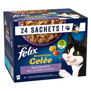 38 + 10 gratis! Felix, karma mokra, 48 x 85 g - Sensations w saszetkach, mieszany wybór w galarecie