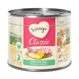 20% taniej! Feringa Kitten, mokra karma dla kociąt, 6 x 200 g - Kurczak i królik z ziemniakami i mniszkiem lekarskim