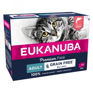10 + 2 gratis! Eukanuba, karma mokra, bez zbóż, 12 x 85 g - Adult, łosoś