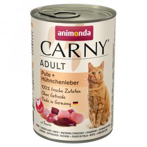 Animonda Carny Adult, 6 x 400 g - Indyk i wątróbki kurze