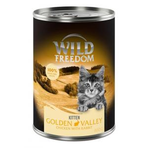 20% taniej! Wild Freedom Kitten, mokra i sucha karma dla kociąt, 12 x 400 g /400 g / 2 kg / 6,5 kg - Golden Valley - Królik i kurczak, 12 x 400 g