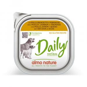 8 + 1 gratis! Almo Nature Daily, karma mokra dla psa, 9 x 300 g - Z kurczakiem, szynką i serem
