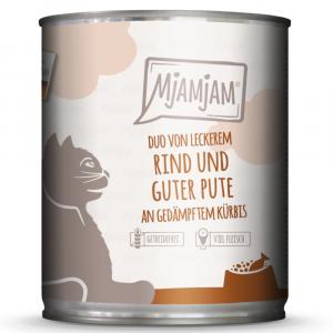 MjAMjAM Duo 6 x 800 g - Pyszna wołowina i smaczny indyk z dynią gotowaną na parze