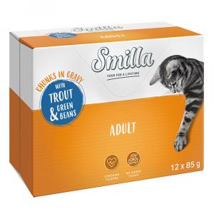 Smilla Adult, kawałeczki w sosie z warzywami - Z pstrągiem i zieloną fasolką, 12 x 85g
