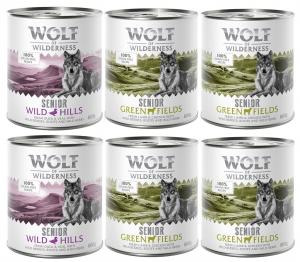 Pakiet mieszany Wolf of Wilderness SENIOR - 6 x 800 g: 4x jagnięcina i kurczak, 2x kaczka i cielęcina