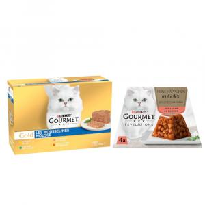 Gourmet: 96 x 85 g Megapakiet Gold + Revelations Fine Cuts, 4 x 57 g gratis! - Pakiet mieszany (mus - królik, kurczak, łosoś, nerki)