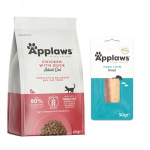 Applaws, karma sucha dla kota, 350/400 g + Applaws Cat Loin, polędwica z tuńczyka, 30 g gratis! - Adult z kurczakiem i kaczką, 400 g