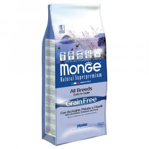 Monge Superpremium Grain Free All Breeds, sardele z ziemniakami i grochem - 2 x 12 kg