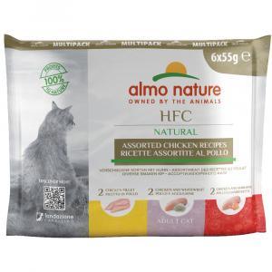 Almo Nature HFC Natural Pouch, 6 x 55 g - Mix kurczak (3 smaki)