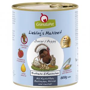 GranataPet Liebling's Mahlzeit, 6 x 800 g - Junior/Puppy, indyk i królik z ziemniakami