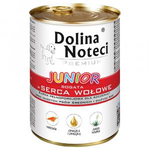 Megapakiet Dolina Noteci Premium Junior, 48 x 400 g - Serca wołowe