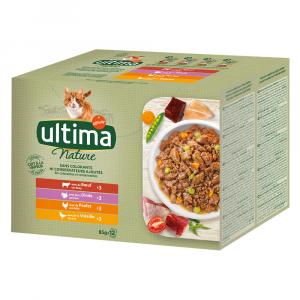 80 + 16 gratis! Ultima, karma mokra dla kota, 96 x 85 g - Nature, wybór mięsny (wołowina, indyk, kurczak, drób)