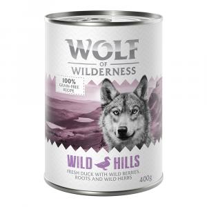 Korzystny pakiet Wolf of Wilderness Adult, 24 x 400 g - Wild Hills, kaczka