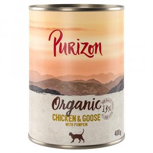 Korzystny pakiet Purizon Organic, 12 x 400 g - Biokurczak i biogęś z biodynią