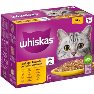 Whiskas 1+ Adult, saszetki, 12 x 85 g - Wybór dań drobiowych w galarecie