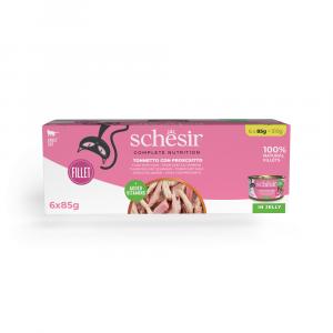Schesir Complete Nutrition, filet w galarecie, 6 x 85 g - Tuńczyk z szynką
