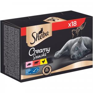 Pakiet mieszany Sheba Creamy Snacks pasta dla kota, 18 x 12 g - 18 x 12 g