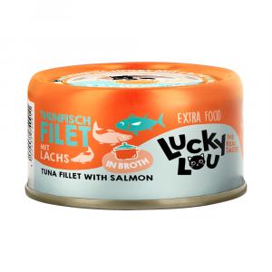 Lucky Lou Extra Filet w bulionie, 12 x 70 g - Tuńczyk i łosoś