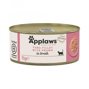 30% taniej! Applaws, karma mokra, 18 x 70 g - W bulionie, filet z tuńczyka z krewetkami