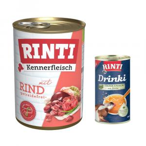 RINTI: 6 x 400 g karma mokra + Drinki, kaczka, 185 ml gratis! - Kennerfleisch, wołowina