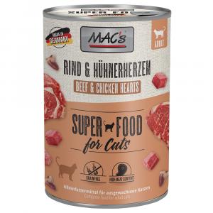 Korzystny pakiet MAC´s Cat karma dla kota, 12 x 400 g - Wołowina i serca drobiowe