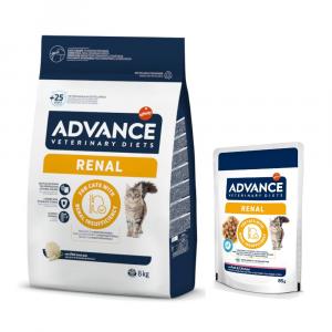 Advance Veterinary Diets: karma sucha, 8 kg + karma mokra, 12 x 85 g gratis! - Renal Feline, 8 kg + Feline Renal, 12 x 85 g