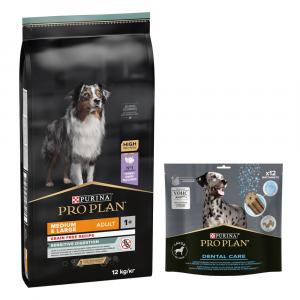 PURINA PRO PLAN: karma sucha + Dental Care dla dużych psów, 426 g (12 sztuk) gratis! - Medium & Large Adult Sensitive Digestion, bez zbóż, 12 kg