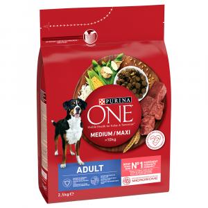 Purina One Medium/Maxi Adult, wołowina z ryżem - 2,5 kg