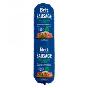 Brit Premium Sausage, 12 x 800 g - Indyk z groszkiem