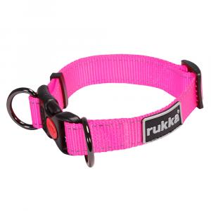 Obroża Rukka® Bliss Neon, różowa - Rozmiar M: obwód szyi 30-50 cm, B 25 mm