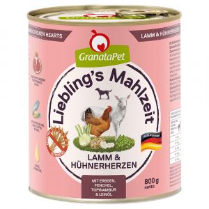 GranataPet Liebling's Mahlzeit, 6 x 800 g - Jagnięcina i serca drobiowe