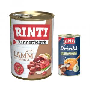 RINTI: 6 x 400 g karma mokra + Drinki, kaczka, 185 ml gratis! - Kennerfleisch, jagnięcina