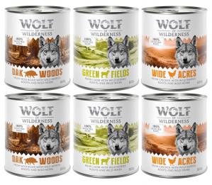 Mieszany pakiet próbny Wolf of Wilderness Adult - 6 x 800 g: Dzik, kurczak, jagnięcina