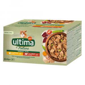 32 + 8 gratis! Ultima Nature Paté dla kota, 40 x 85 g - Kurczak i wołowina