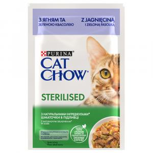 PURINA Cat Chow, 26 x 85 g - Sterilised jagnięcina i zielona fasolka