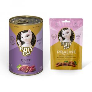 Kitty Cat: Adult Pate, karma mokra, 6 x 400 g + Praliné, kurczak i wątróbka, przysmak, 50 g gratis! - Kaczka