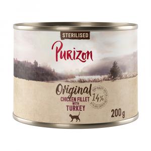 Purizon Original, 24 x 200 g, bez zbóż - Sterilised: Filet z kurczaka z indykiem